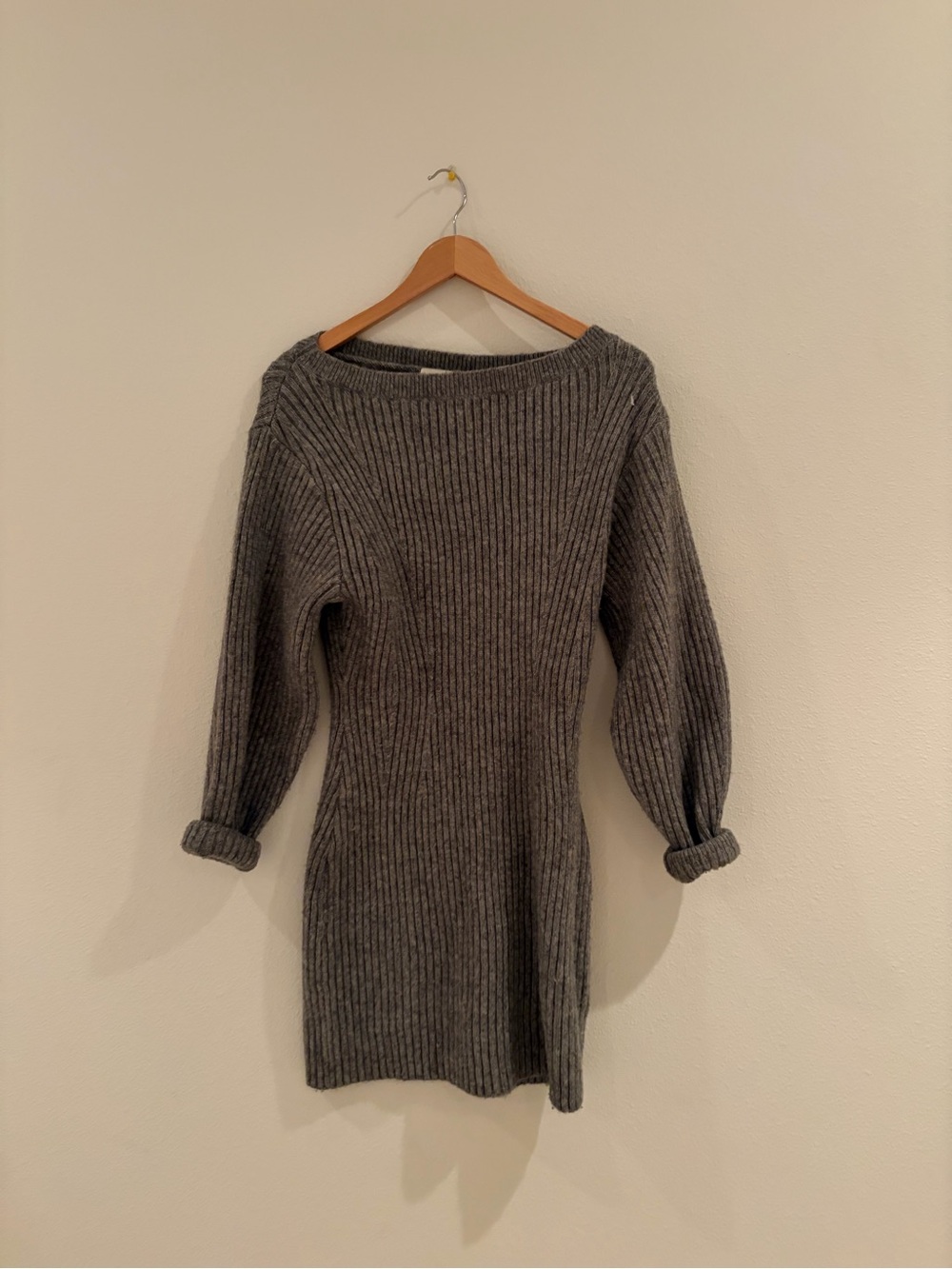 H&M Gray Ribbed Knit Sweater Dress